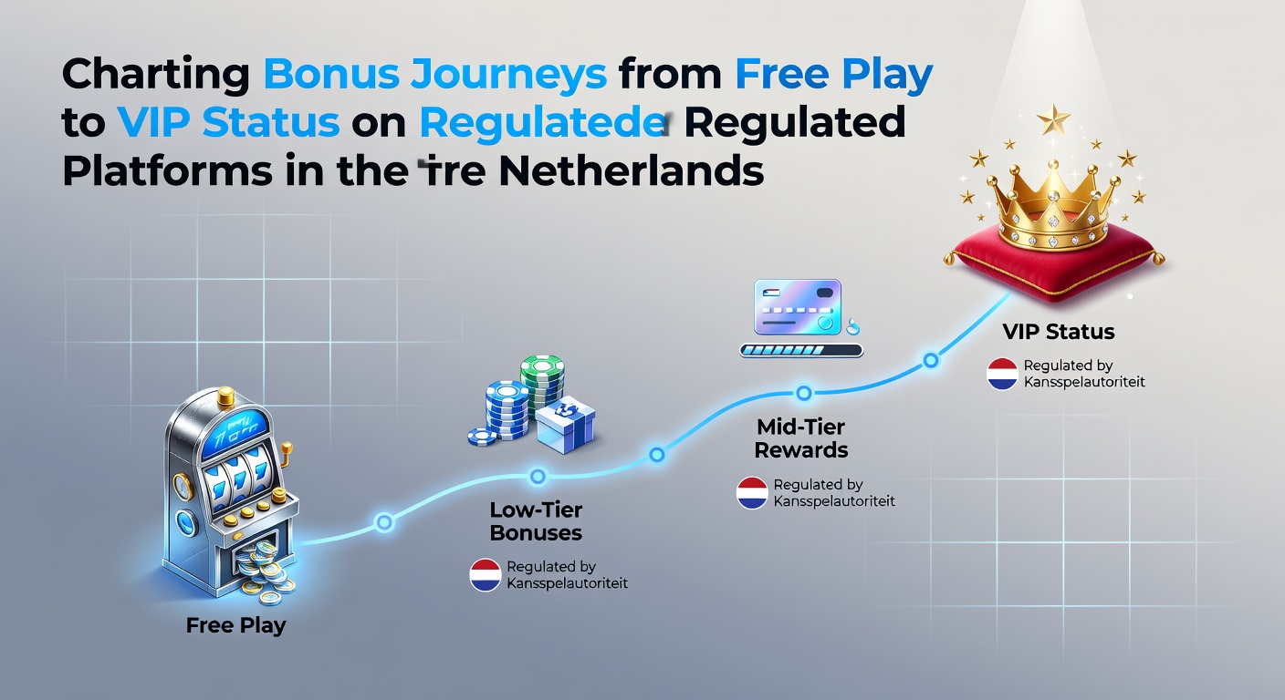 Illustratie van bonuspaden van free play naar VIP op Nederlandse casino platforms