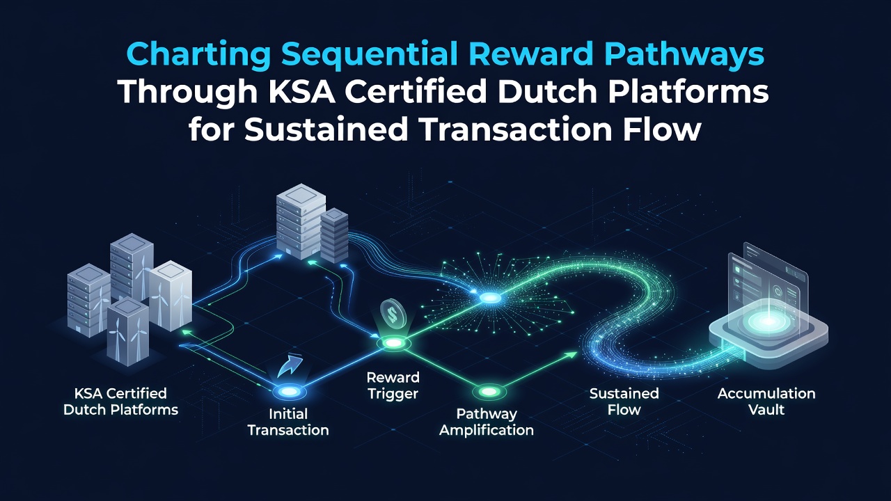 Diagram van sequentiële beloningsroutes op KSA-gecertificeerde platforms met focus op transactiestromen