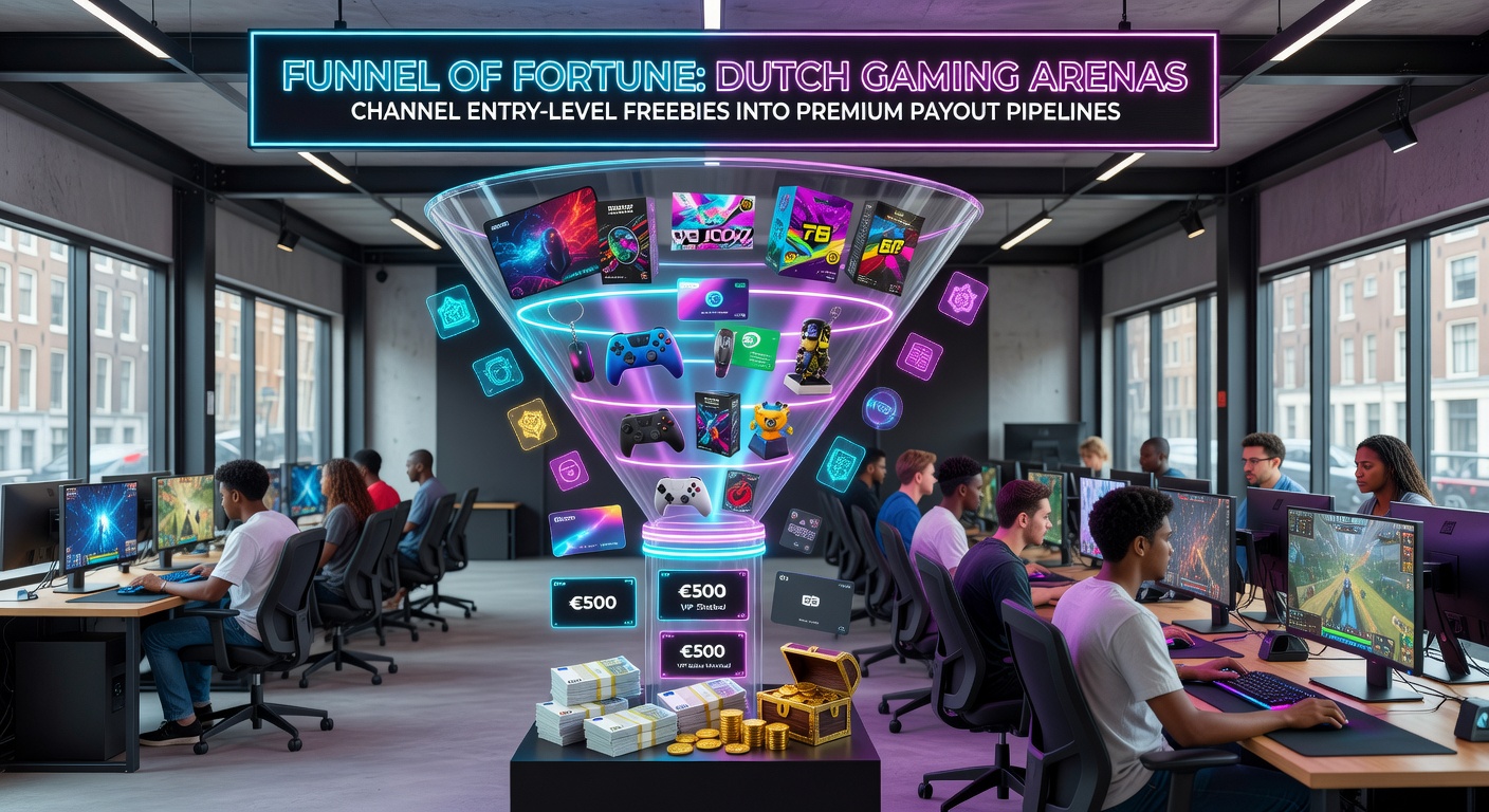 Voorbeeld van een speler die door de funnel beweegt van free spins naar VIP-uitbetalingen op een Nederlands platform