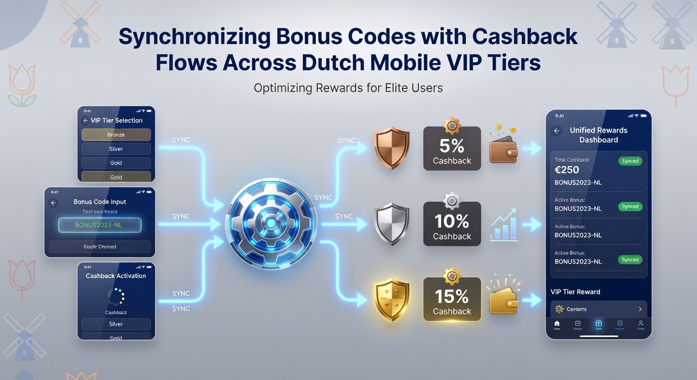 Diagram van bonus code synchronisatie met cashback flows in mobiele VIP tiers