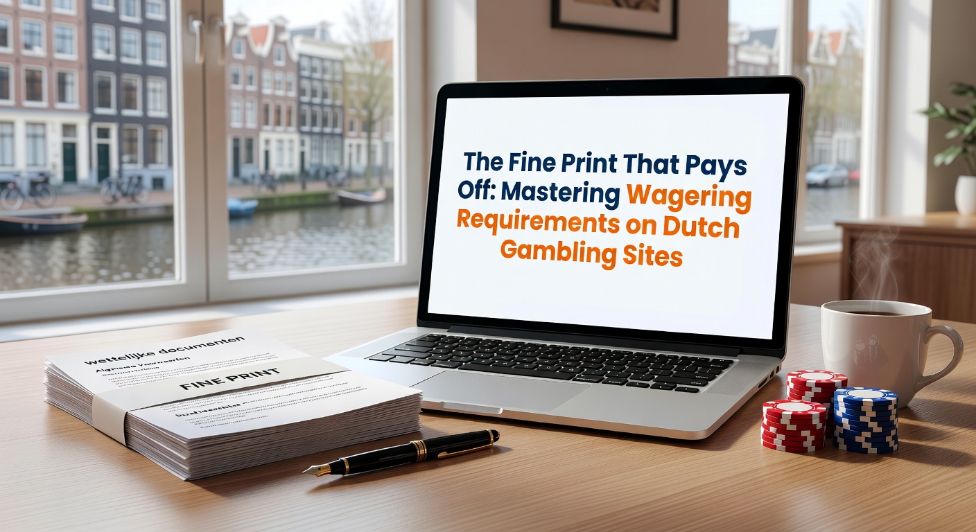 Grafiek met wagering requirements en bonusvoorwaarden op een Nederlands casino-scherm, inclusief voorbeelden van multipliers en spelbijdragen