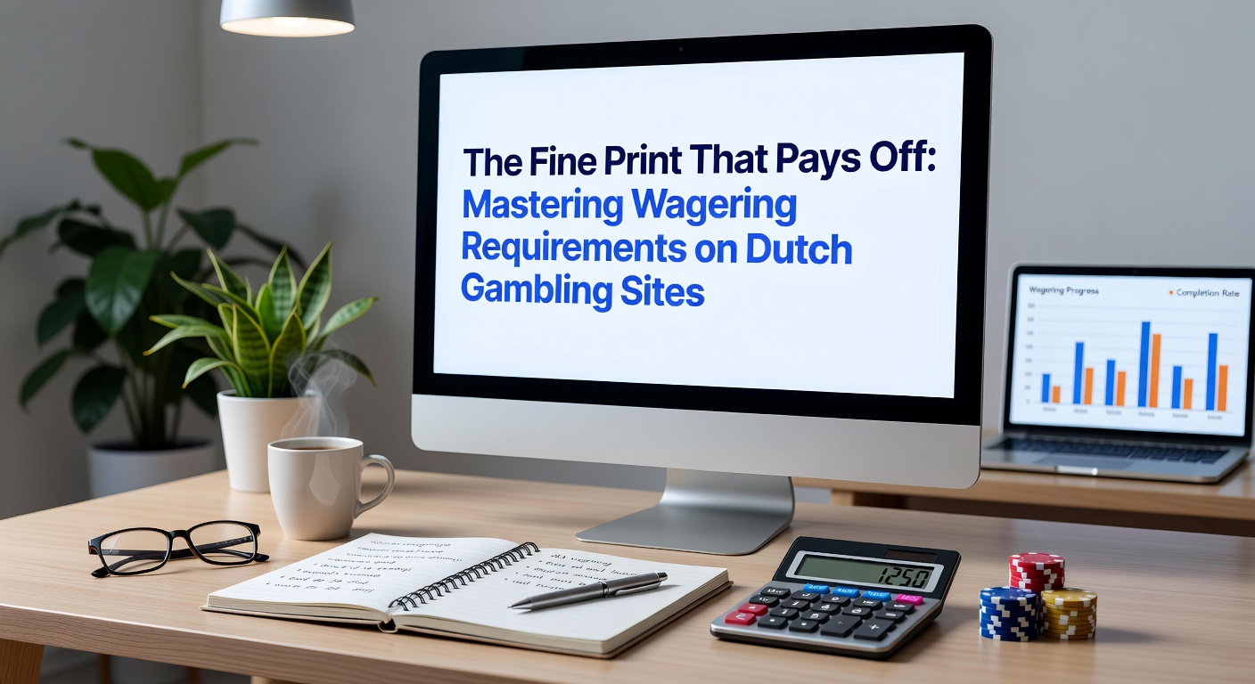 Voorbeeld van een wagering calculator op een mobiel scherm van een Nederlands online casino, met ingevulde bedragen en resterend te voltooien percentage