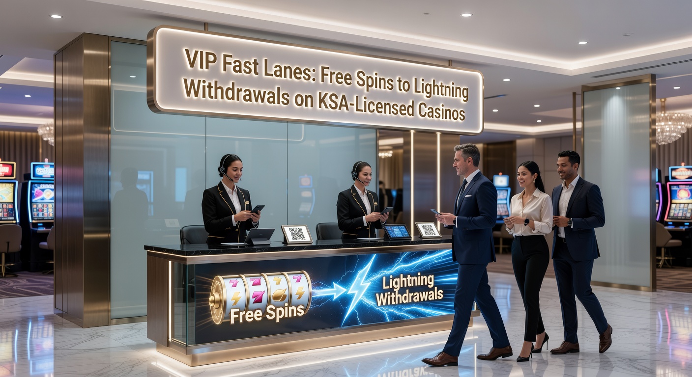 Grafische weergave van een VIP-snelbaan met free spins en snelle uitbetalingen in een casino-omgeving